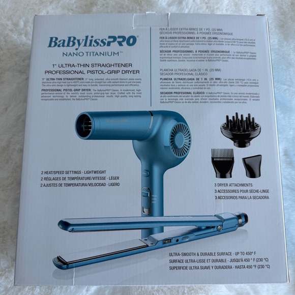 BaBylissPRO® Nano Titanium™ 1" Ultra-Thin Straightener & Pistol-Grip Dryer - Picture 2 of 2